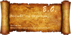 Bolváry Orsolya névjegykártya